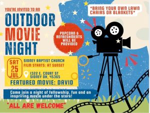 sidney, baptist, church, ohio, outdoor, movie, night, flyer, 2026